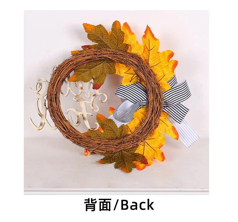 Guirlandas de outono de 50 cm para porta da frente externa, guirlanda de abóbora