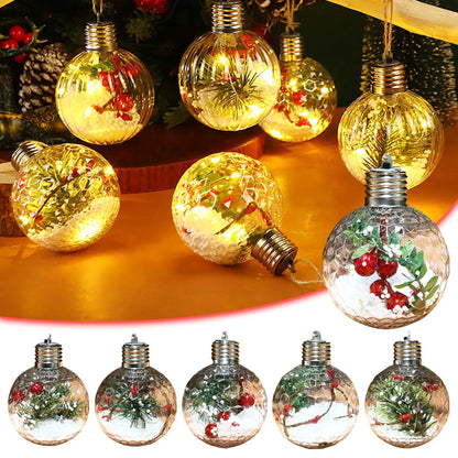 Lâmpada plástico transparente pendurar 1 esferas LED Luzes de Natal Esferas de Natal LED
