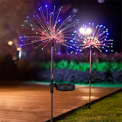 Pisca Solar Jardim Natal Fogos Artifício Luzes LEDs Colorido Luzes Decorativas Solares