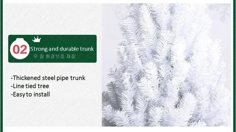 Árvore de Natal branco com neve artificial, árvore cheia de 2.1 M, suporte de metal festa