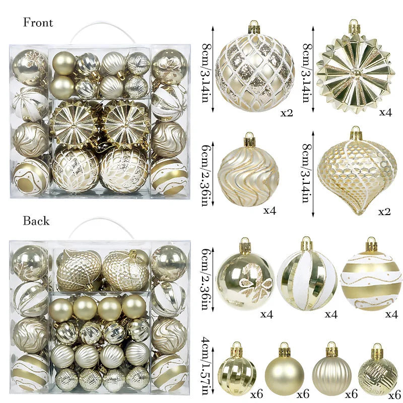 Bola de Natal 48 Peças de Enfeites de Bolas de Natal Criativos Vermelho Estilo Retrô