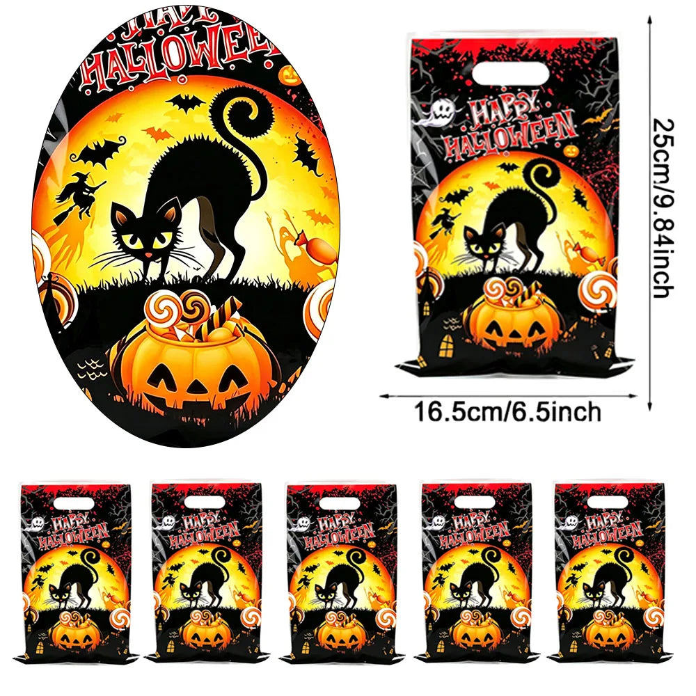 Sacolas Plásticas para Guloseimas e Presentes de Halloween, Sacolas de "Doces ou Travessuras"