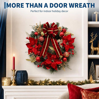 Guirlanda de Natal Artificial de 24 Polegadas (Cerca de 60 cm), Decorada com Folhagem de Pinheiro