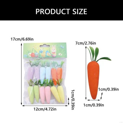 12 Peças cenouras de páscoa brinquedo cenoura de tecido artificial decoração coelho
