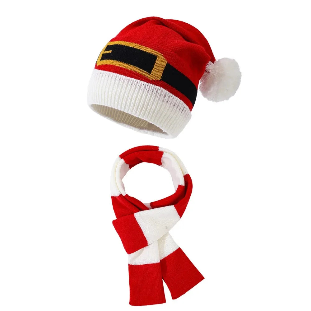 Gorro de Natal de Tricô, Touca de Papai Noel Cinto ou Gorro Natalino Feito à Mão 19cm*7.48 Pol./43cm*16.93 Pol.