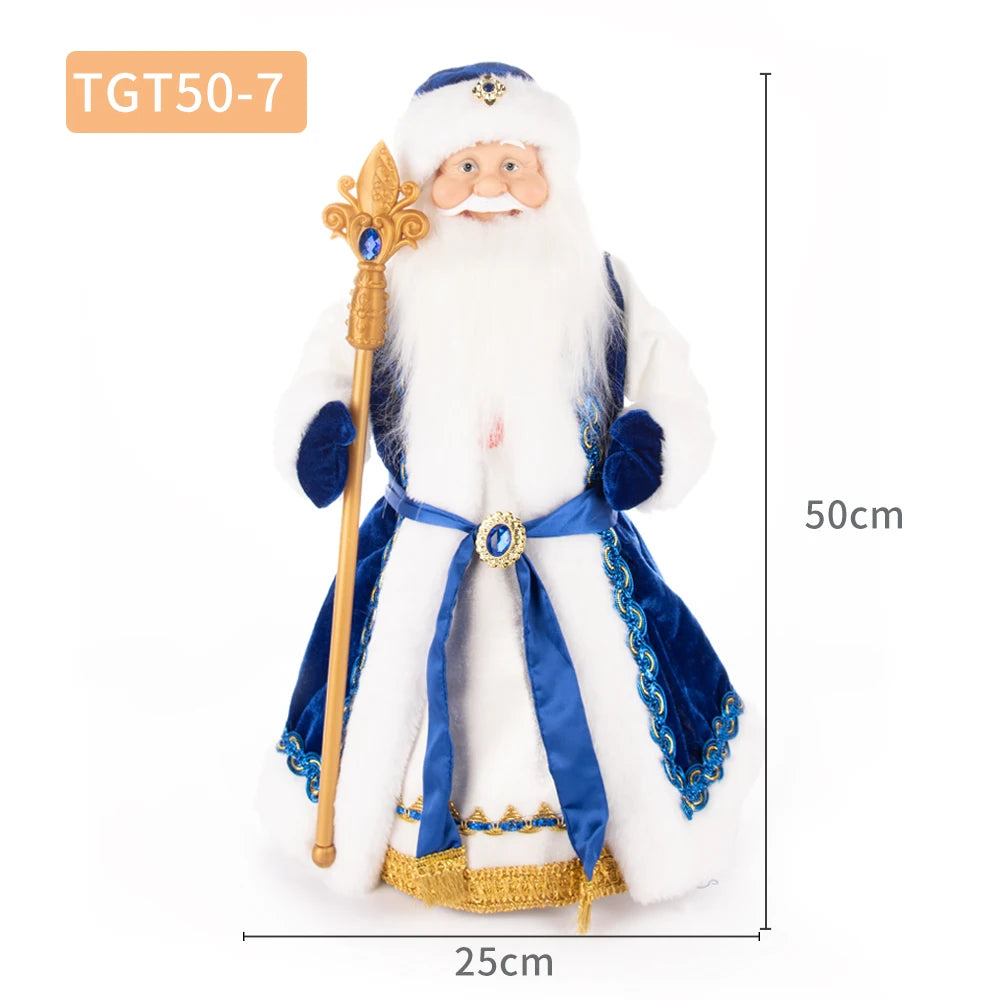 Papai Noel Grande Muñeco Cajado Azul Claro Figura do Papai Noel Ded Moroz Natalino