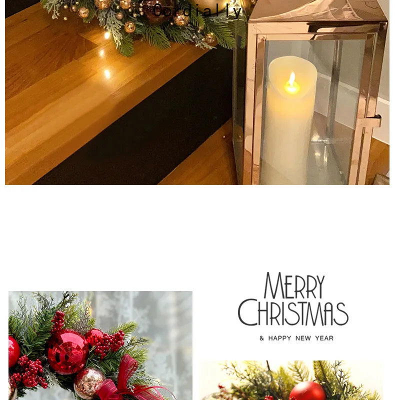 Guirlanda de outono de 50CM, elegante guirlanda de Natal champanhe dourado vermelho