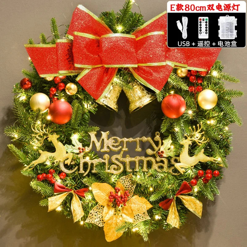 Guirlanda de Natal vermelha nevada Belas Guirlanda de natal criativa guirlanda de porta