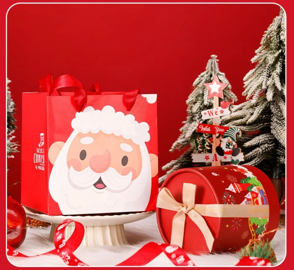 Caixa de Presente Cilíndrica de Doces de Natal, Embalagem Sobremesa Mousse Qualidade