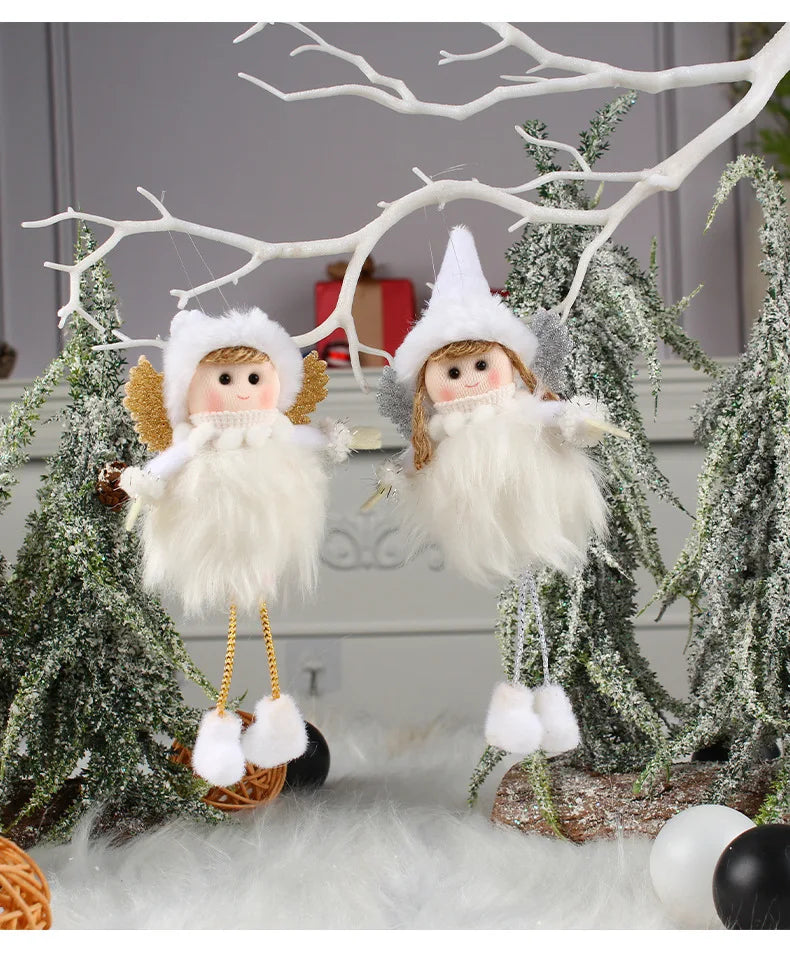 Pingente Anjo Natal Decoração de menina anjo de natal | Pingente de boneca anjo pelúcia