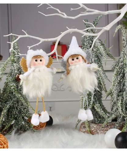 Pingente Anjo Natal Decoração de menina anjo de natal | Pingente de boneca anjo pelúcia