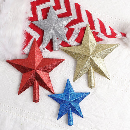 Estrela de Natal com Glitter Topo de árvore de estrela com glitter, 15cm, decoração Natal