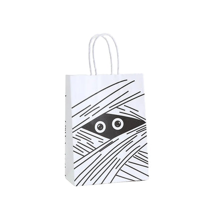 24 Peças de sacos de papel kraft de Halloween com alças rosto fantasma monstro abóbora