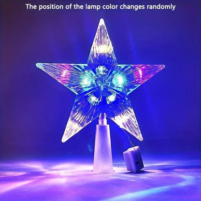 Estrela Ponteira para Árvore de Natal Colorida LED, 15 cm, Pisca-Pisca