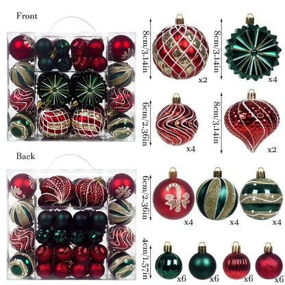 Bola de Natal 48 Peças de Enfeites de Bolas de Natal Criativos Vermelho Estilo Retrô