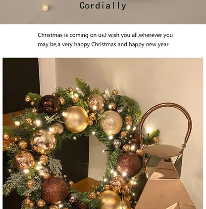 Guirlanda de outono de 50CM, elegante guirlanda de Natal champanhe dourado vermelho