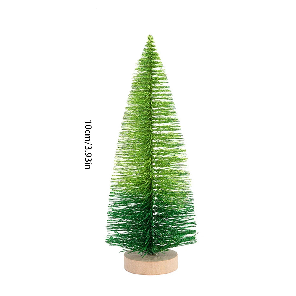 Árvores de Natal em Miniatura de Mesa - Pinheiro Artificial com Base de Madeira, Enfeite