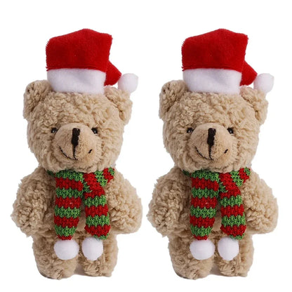 Urso De Pelúcia de Natal com Chapéu Vermelho Natal de Pelúcia Pingente de Urso Natalino