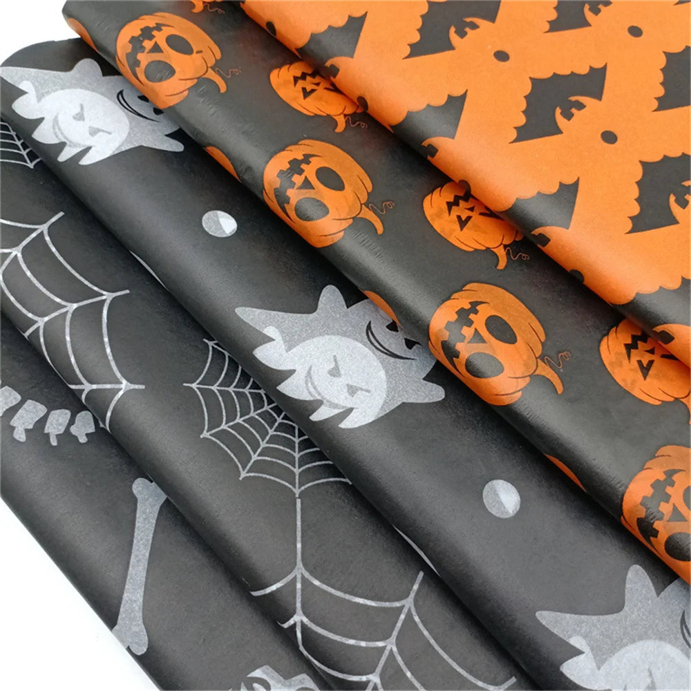 Papel de Seda Decorativo (Papel Tecido) com Estampas Temáticas de Halloween 50cm*35cm