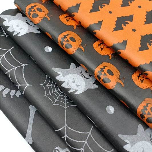 Papel de Seda Decorativo (Papel Tecido) com Estampas Temáticas de Halloween 50cm*35cm
