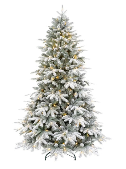 Árvore de Natal artificial PE e PVC, árvore de neve artificial com agulha intensiva suporte