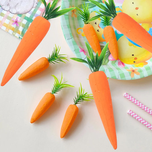 8/10/12 Peças de mini cenouras artificiais de espuma realista enfeite decorativo de coelho