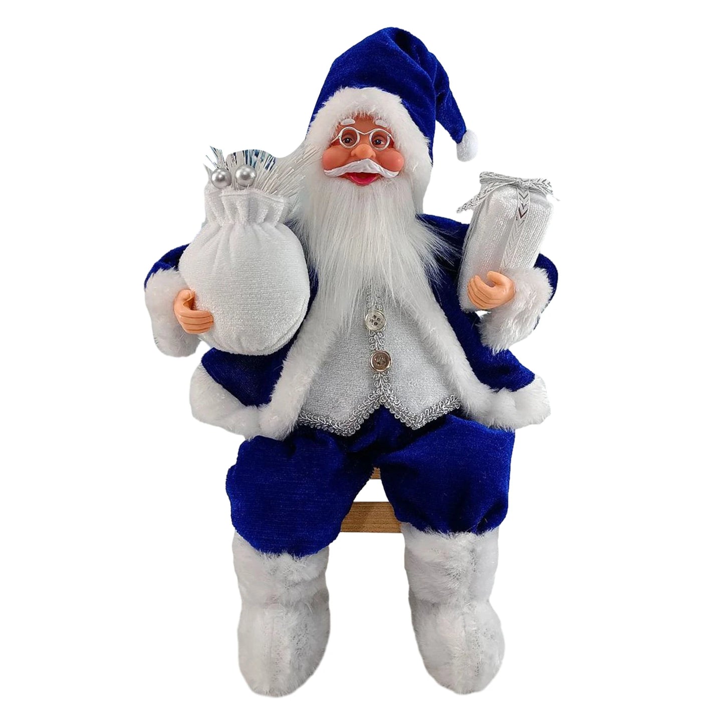 Boneco Papai Noel Casaco 30cm Enfeite Natalino Luxo Decoração Premium