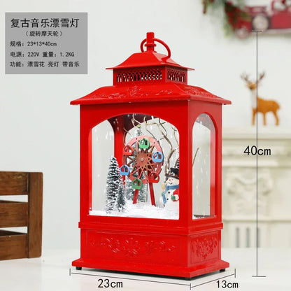 Poste lanterna natal decorativa com luz LED poste decorativo papai Noel Natal Luz e Neve