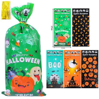 Sacos de celofane de Halloween, 50 unidades de sacos de doces de Halloween 50 peças