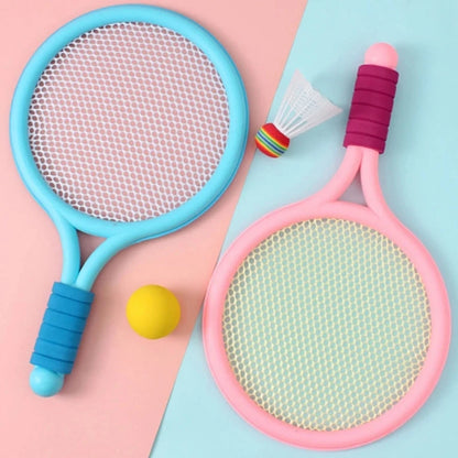 Conjunto de tênis de badminton todas idades com bola azul e verde