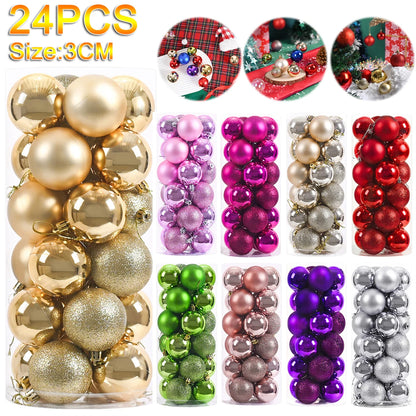 Bola de Natal 24 peças de enfeites de bolas de Natal, enfeite de Natal para árvore de Natal