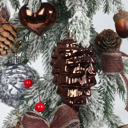 Decoração de Natal Lindo 8 Peças Pingentes de Pinha com Cordão Brilhante cor Brilhante