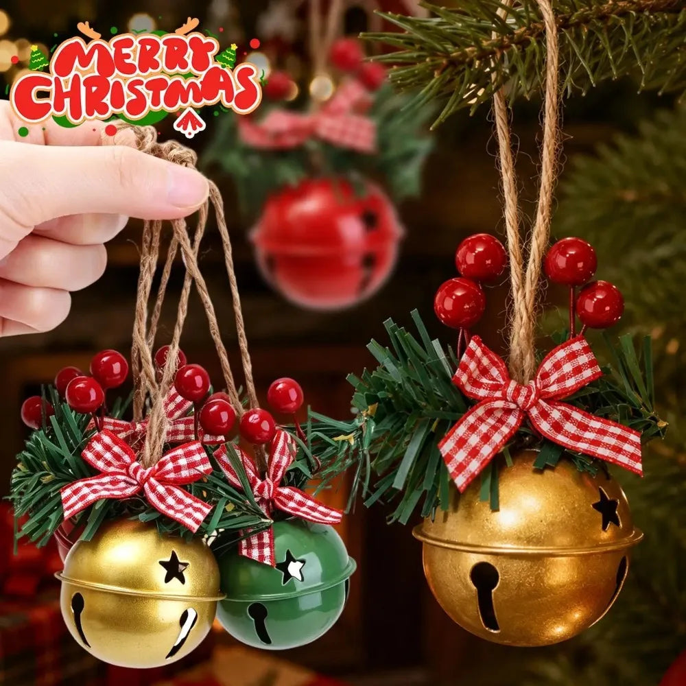 Sino de Natal Dourado/Vermelho/Verde 3 peças Sino de Natal Ornamento de Sino de Metal