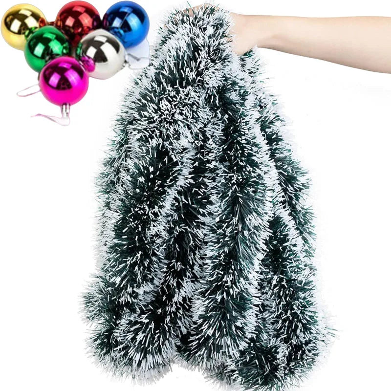 Guirlanda de Natal de 10 metros em 5 peças, guirlanda verde para árvore de Natal, guirlanda