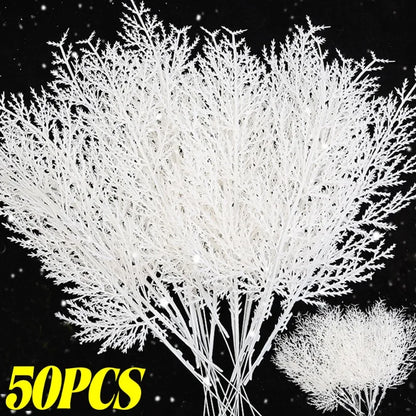 Pinho Agulhas Ramos Branco 10 Unidades Folhagem para Imitação de Natal Folha Artificial