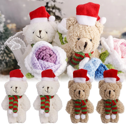 Urso De Pelúcia de Natal com Chapéu Vermelho Natal de Pelúcia Pingente de Urso Natalino