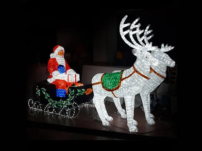 Trenó Papai Noel LED Shopping e Veados Luzes de trenó de Natal de 1,8 x 1,5 m, cenário