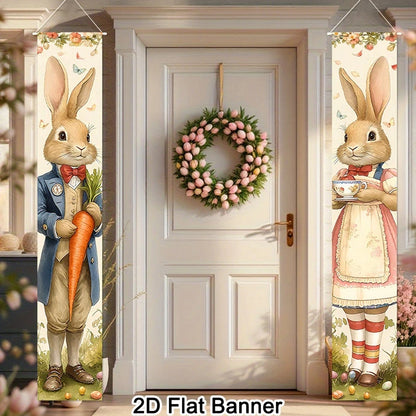 Banner de porta de páscoa sinal de alpendre de páscoa bandeira ovo coelho decoração