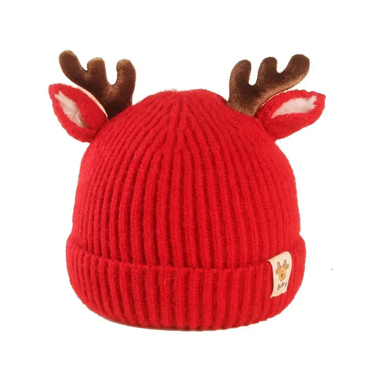 Gorro infantil de tricô para inverno, gorro macio e quente para bebês com chifre