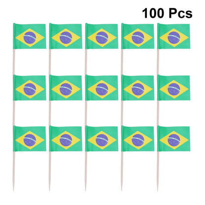 100 Pçs Bandeira Mexicana Enfeite De Bolo De Aniversário Decoração Em Miniatura