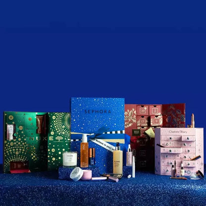 Caixas Calendário Advento Natalino 3d (Azul) Calendário do Advento para decorar tríptico