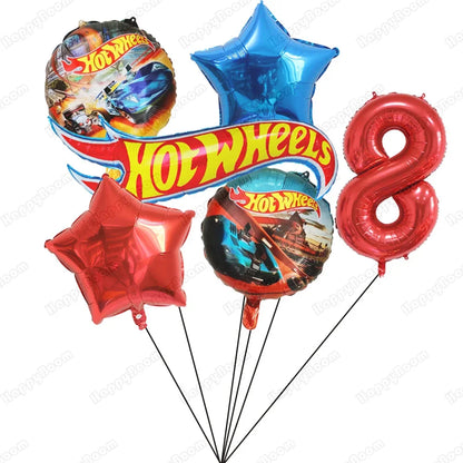 Balão Redondo Hot Wheels Decoração de aniversário com tema carro, 6 balões metalizados