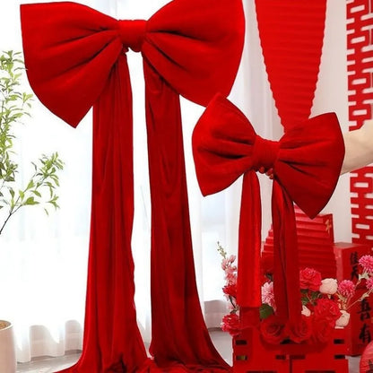 Laço decorativo grande, laço gigante de veludo vermelho, cenário casamento, decoração