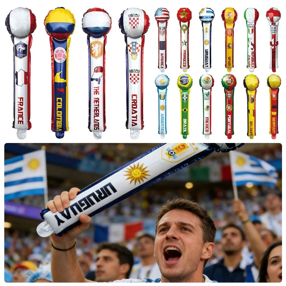Balões Bastões Reutilizáveis Alumínio Copa do Mundo 50 Unidades