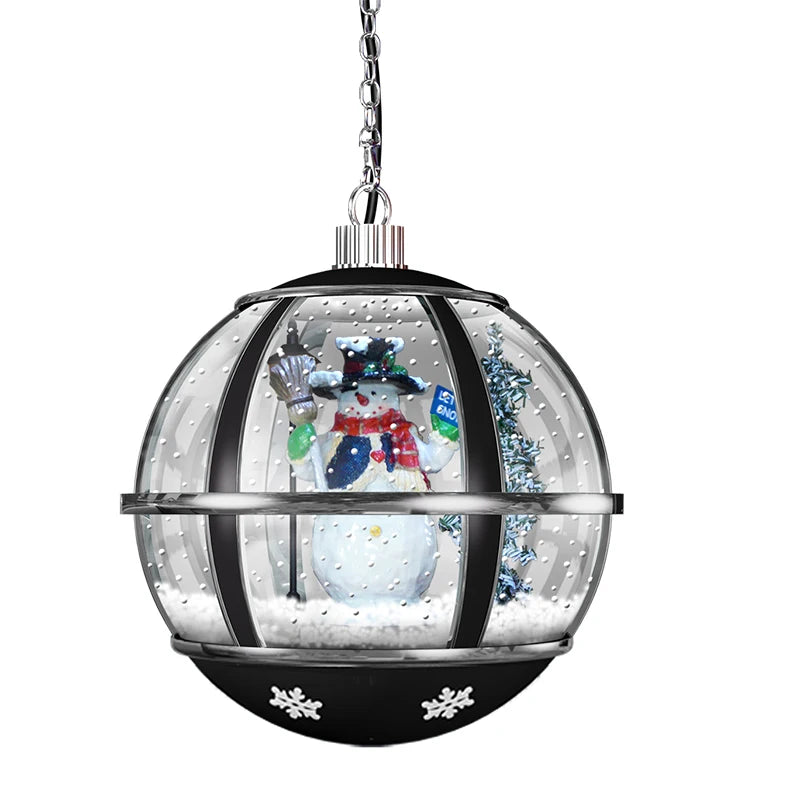 Globo de Neve Suspenso Musical com LED Também Conhecido como Bola de Natal Gigante com Papai Noel