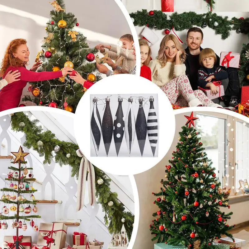 Bolas de Natal com Preto Conjunto de Enfeites Pendurados para Árvore de Natal