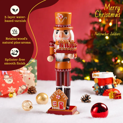 Quebra-nozes de madeira | Decoração tradicional de quebra-nozes de gengibre de madeira