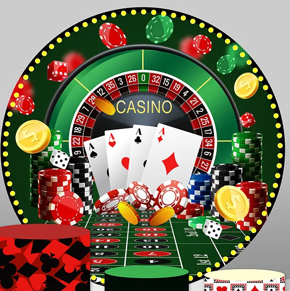 Pano Elástico Painel Redondo 1,5 Trio Capas De Cilindros Em Tecido Festa Poke Cassino