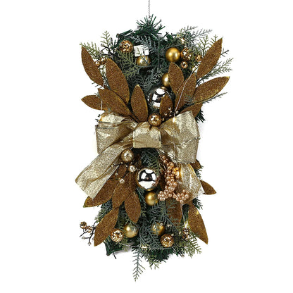 Guirlanda de Natal de vime dourado com luzes LED