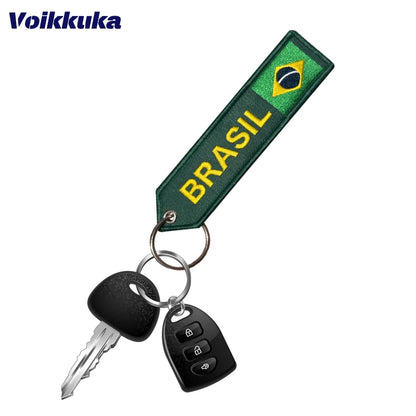 Chaveiro Copa do Mundo Anel Chaveiro Bandeira Nacional Brasileira Azul e Amarelo Misto